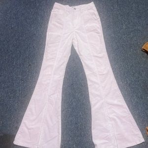 purple flare velvet pants